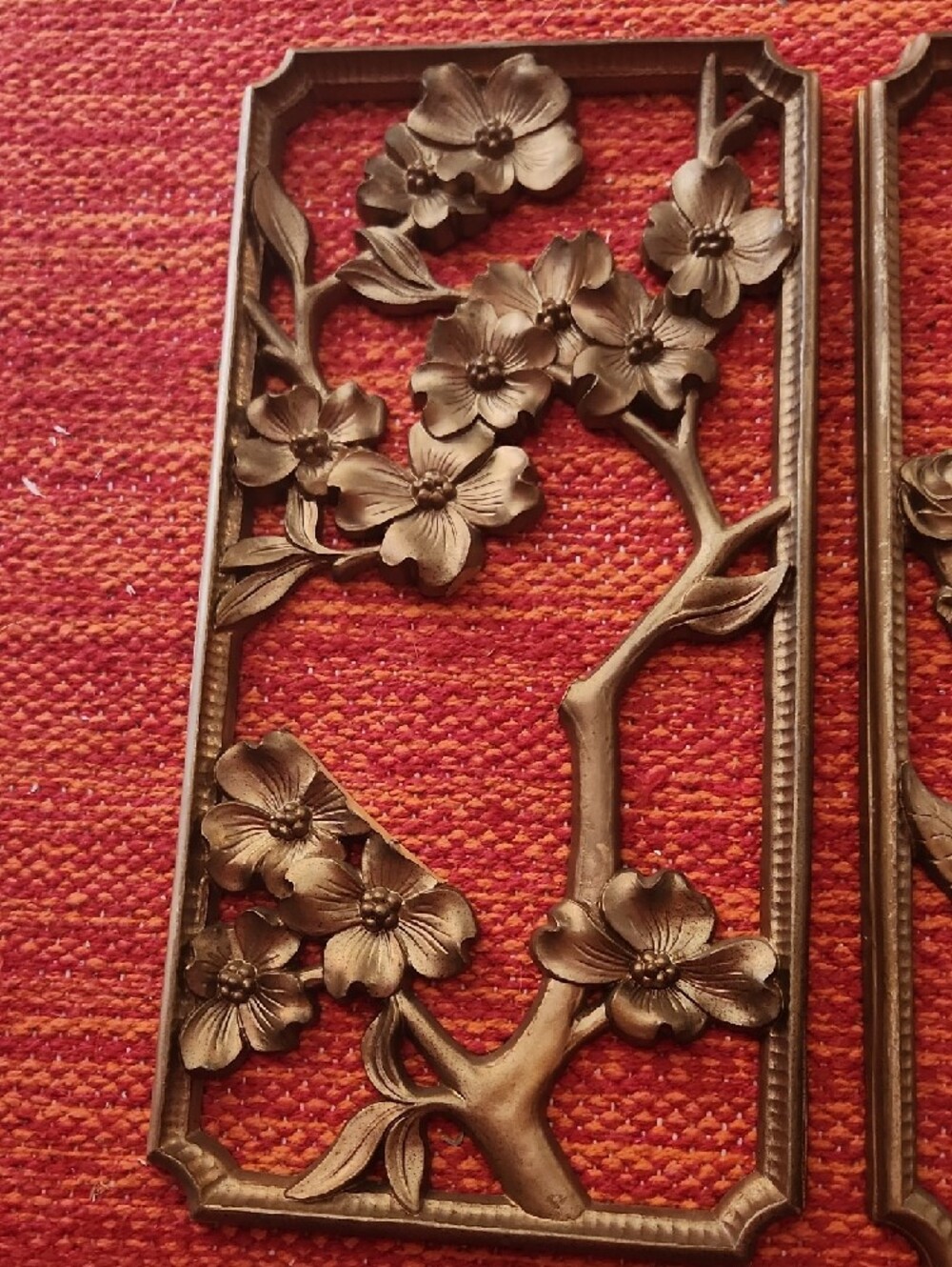 Floral Wall Plaques in Bronze Tone - Pair - Picture 2 of 13